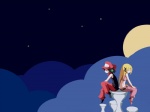 cloud duo female male moon night not_furry outside sitting sky space star starry_sky unknown_artist cave_story curly_brace quote_(cave_story) humanoid 4:3 digital_media_(artwork) hi_res wallpaper