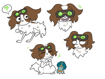 black_nose brown_body brown_fur eyewear eyewear_on_head feral fluffy_ears fur goggles goggles_on_head green_eyewear green_goggles neck_tuft toy tuft white_body white_fur emizel_(artist) 101_dalmatian_street 101_dalmatians disney fan_character lottie_(emizel) princess_positron bird_dog canid canine canis cocker_spaniel domestic_dog hunting_dog mammal spaniel 4:3