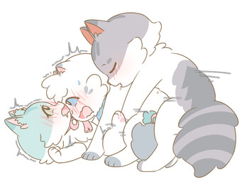 blush blush_lines bow_tie eye_roll female forced from_behind_position group male male/female male/male rape sex shaking tremble_lines trembling trio liln love_for_my_cutie leo_(love_for_my_cutie) luca_(love_for_my_cutie) domestic_cat felid feline felis mammal 4:3 hi_res