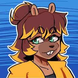 anthro blonde_highlights brown_body brown_hair buckteeth green_eyes hair highlights_(coloring) looking_aside male outline rough_lines solo teal_eyes teeth white_outline ally_cream capybara caviid mammal rodent 1:1 sketch