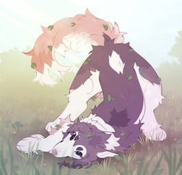 black_eyebrows black_eyes day eyebrows eyelashes female feral front_view fur grass grey_body grey_fur leaf looking_at_viewer multicolored_body multicolored_fur on_ground orange_tail outside paws plant snout solo tail two_tone_nose white_body white_fur shiones borzoi canid canine canis domestic_dog hunting_dog mammal sighthound colored digital_drawing_(artwork) digital_media_(artwork) hi_res