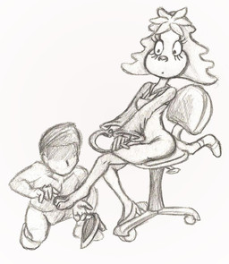 4_toes barefoot chair clothed clothing duo featureless_face feet female foot_fetish foot_grab footwear furniture high_heels hook kneeling paws shoes simple_background toes white_background nemesis_qq-type nickelodeon rocko's_modern_life anon dr._hutchison domestic_cat felid feline felis humanoid mammal black_and_white hi_res monochrome sketch
