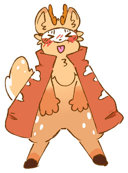 anthro antlers black_nose blush brown_antlers brown_body brown_ears brown_fur cape clothing eyes_closed front_view fur horn male mask multicolored_body multicolored_cape multicolored_clothing multicolored_ears multicolored_fur orange_body orange_ears orange_fur orange_tail pose red_cape red_clothing simple_background solo standing tail tan_body tan_fur tan_tail tongue tongue_out two_tone_cape two_tone_clothing two_tone_ears two_tone_tail white_background white_cape white_clothing rydryd asian_mythology chinese_mythology east_asian_mythology fabulous_beasts fenz_(studio) mythology sibuxiang_the_deer_(fabulous_beasts) deer mammal 2025 digital_media_(artwork) hi_res