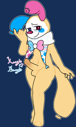 anthro genitals looking_at_viewer male nipples nude penis pose solo solo_focus solo_in_panel xanglebangle blushcrunch_studio dandy's_world roblox looey_(dandy's_world) canid canine mammal alpha_channel hi_res pinup