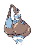 anthro big_butt black_sclera blue_clothing blue_crop_top blue_ears blue_eyes blue_legwear blue_lips blue_nose blue_panties blue_shirt blue_stockings blue_tail blue_topwear blue_underwear brown_body brown_ears bubble_butt butt clothed clothing crop_top crossdressing femboy hand_on_butt hand_on_own_butt huge_butt hyper hyper_butt legwear lips long_ears looking_at_viewer looking_back looking_back_at_viewer male panties pattern_clothing pattern_crop_top pattern_legwear pattern_shirt pattern_stockings pattern_topwear rear_view scut_tail shirt short_tail simple_background smile smiling_at_viewer solo stockings tail thick_bottom_lip thick_thighs topwear underwear white_background white_clothing white_crop_top white_legwear white_stockings white_topwear wide_hips mintyotie nintendo pokemon ethan_(reathe) generation_4_pokemon lopunny pokemon_(species) 2021 colored colored_sketch digital_media_(artwork) shaded sketch