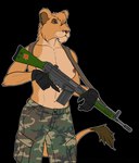 anthro areola army battle_rifle breasts casual_exposure clothed clothing exposure_variation fatigues female gun hk_g3 military nipples park_ranger ranged_weapon ranger rifle simple_background soldier tactical topless topless_female transparent_background trigger_discipline warrior weapon rebeldragon101 disney heckler_and_koch the_lion_guard the_lion_king vitani_(the_lion_king) felid feline lion mammal pantherine alpha_channel hi_res