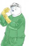 anthro clothed clothing doctor fur glove_snap gloves handwear head_mirror hospital male mask medical medical_instrument raised_hand scientific_instrument scrubs simple_background solo standing surgeon surgical_mask uniform white_body white_fur rampie danger_rangers burble bear mammal polar_bear ursine 2:3 digital_media_(artwork) hi_res