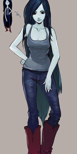 bite_mark bite_mark_on_neck blue_hair boots bottomwear breasts clothing denim denim_bottomwear denim_clothing fanged_bite_mark fanged_bite_mark_on_neck fangs female footwear gradient_hair green_hair hair hand_on_hip high_heeled_boots high_heels jeans knee_boots knee_highs legwear lips long_hair looking_at_viewer not_furry pale_skin pants red_eyes shirt shoes solo tank_top teeth topwear jay27 adventure_time cartoon_network marceline_abadeer demon humanoid vampire absurd_res digital_media_(artwork) full-length_portrait hi_res portrait