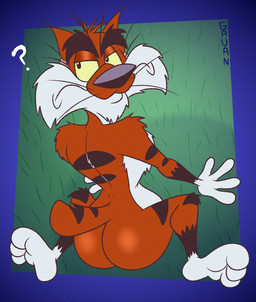 3_toes 4_fingers annoyed anthro arched_soles arm_support arm_tuft belly bent_legs big_butt biped black_eyebrows black_nose black_stripes bottom_heavy bubble_butt butt butt_pose casual_nudity cheek_tuft chest_tuft chin_tuft curling_toes curvy_figure eyebrows facial_tuft feet fingers fluffy fluffy_chest frowning_at_viewer fur glance glancing_back glaring_at_viewer glistening glistening_butt gloves_(marking) grass half-closed_eyes head_tuft humanoid_feet humanoid_heel knee_tuft kneeling leg_markings leg_tuft looking_at_viewer looking_back looking_back_at_viewer lying male markings multicolored_body multicolored_fur narrowed_eyes nude on_front on_grass on_ground orange_body orange_fur paws plant plantigrade pose question_mark rear_view scut_tail short_tail shoulder_tuft slightly_chubby slightly_chubby_anthro slightly_chubby_male socks_(marking) soles solo spine striped_body striped_fur striped_markings striped_tail stripes tail tail_markings thick_eyebrows toes toony tuft two_tone_body two_tone_fur waking_up white_belly white_body white_chest white_feet white_fur white_hands wide_hips yellow_sclera gavanzude adventures_from_the_book_of_virtues pbs socrates_the_bobcat bobcat felid feline lynx mammal 2025 alternate_version_at_paywall colored digital_drawing_(artwork) digital_media_(artwork) flat_colors hi_res pinup signature