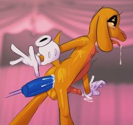 abdominal_bulge anal anal_penetration anthro arm_grab backsack balls big_penis blue_penis bodily_fluids clothing cum cum_in_ass cum_inside cum_while_penetrated disembodied_hand disembodied_penis dripping duo fur genital_fluids genitals gloves gloves_only half-closed_eyes handwear handwear_only knot knotted_penis large_penetration looking_pleasured male male_penetrated mostly_nude narrowed_eyes nipples penetration penile penile_penetration penis penis_in_ass pink_tongue saliva saliva_drip saliva_string solo_focus tongue tongue_out white_clothing white_gloves white_handwear yellow_body yellow_fur hhbrother glitch_productions the_amazing_digital_circus scratch_(tadc) canid canine canis domestic_dog mammal 2026 digital_drawing_(artwork) digital_media_(artwork) english_description hi_res