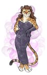 anthro clothed clothing curvy_figure dress felid female fur hair hi_res jaguar long_hair mammal markings pantherine solo sophiecabra spots spotted_body spotted_fur