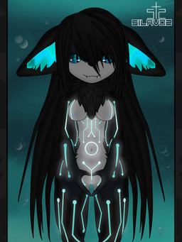 anthro black_body black_fur black_hair blue_eyes breasts clitoris female fur genitals hair heart_eyes heart_symbol navel nipples smile solo vulva white_body white_fur silavos made_in_abyss fan_character domestic_cat felid feline felis mammal narehate 3:4 archived_source hi_res