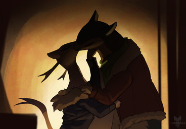 anthro biped bottomwear clothed clothed_anthro clothed_female clothing duo eyes_closed female fully_clothed fully_clothed_anthro fully_clothed_female fur inside kissing male standing tail topwear tenebscuro nintendo pokemon generation_2_pokemon generation_5_pokemon mienshao pokemon_(species) typhlosion 2025 digital_drawing_(artwork) digital_media_(artwork) hi_res