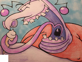 belly big_belly big_breasts breasts double_chin eating electronics for_a_head gums_(mouth) long_tongue machine male nipples obese overweight proboscis_(anatomy) purple_body screen screen_face solo teeth_showing television tongue trunk_(anatomy) weight_gain anonymous_artist deltarune undertale_(series) tenna_(deltarune) humanoid object_head robot screen_head tv_head
