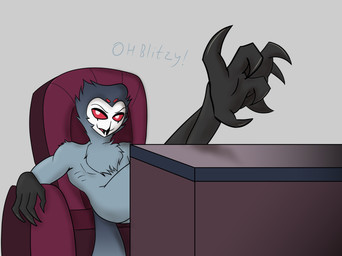 anthro avian_feet feet foot_fetish foot_focus foot_on_table furniture male sitting solo table talons toes reachahighernoon hellaverse helluva_boss stolas_(helluva_boss) avian bird demon owl owl_demon hi_res