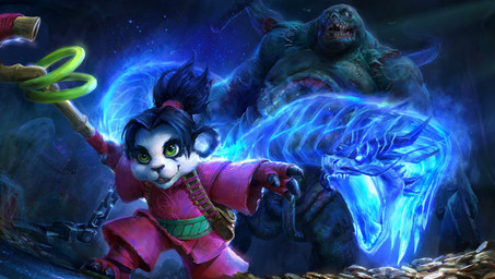 anthro chain female green_eyes group smile young young_anthro alexnegrea blizzard_entertainment warcraft li_li_stormstout stitches_(warcraft) abomination_(warcraft) bear humanoid mammal monster monstrous_humanoid pandaren undead 2015 source_request unavailable_at_source