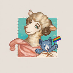 anthro blue_eyes clothing ears_up eyebrows flag flag_(object) fur horn lgbt_pride looking_at_viewer male plushie pride_colors rainbow_flag rainbow_pride_flag rainbow_symbol robe smile smiling_at_viewer solo white_body white_fur white_wool wool_(fur) reynard_goodfellow reynard_the_baa bovid caprine mammal sheep 1:1 hi_res