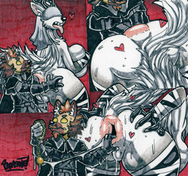 anal anal_fisting anal_penetration anthro antlers areola bodily_fluids breast_squeeze breasts duo female fisting fur genitals hair hand_on_breast holding_breast horn larger_female lost_my_keys male male/female nipples penetration side_boob size_difference smile squeezing teeth tongue tongue_out vulva parasitedeath bloodborne fromsoftware sony_corporation sony_interactive_entertainment fan_character vicar_amelia beast_(bloodborne) canid canine hyena mammal monster 2022 hi_res traditional_media_(artwork)