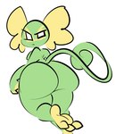 1-upclock 2023 anthro big_butt butt feet female generation_3_pokemon green_body hi_res huge_butt karen_(1-upclock) kecleon looking_at_viewer nintendo pokemon pokemon_(species) simple_background solo tail thick_thighs white_background white_eyes
