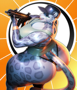 anthro big_breasts big_butt black_clothing black_thong black_underwear breasts butt clothed clothed_anthro clothed_female clothing female fur grey_body grey_fur gun holding_gun holding_object holding_ranged_weapon holding_weapon huge_breasts huge_butt looking_at_viewer markings ranged_weapon shirt solo spots spotted_body spotted_fur tank_top teal_sclera thick_thighs thong topwear underwear weapon wearing_hat mechanicalstage valorlynz_(modeler) dreamworks the_bad_guys kitty_kat_(the_bad_guys) felid mammal pantherine snow_leopard 2025 3d_(artwork) absurd_res digital_media_(artwork) hi_res