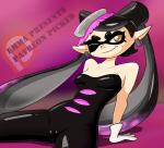 breasts brown_eyes camel_toe clothed clothing female looking_at_viewer one_eye_closed pseudo_hair solo tentacle_hair tentacles text wink emmapresents nintendo splatoon callie_(splatoon) animal_humanoid cephalopod cephalopod_humanoid humanoid inkling marine marine_humanoid mollusk mollusk_humanoid english_text