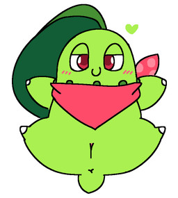 anus blush female feral genitals green_body half-closed_eyes heart_symbol leaf leaf_hair lying narrowed_eyes on_back plant plant_hair pseudo_hair red_eyes scarf seductive solo vulva x_anus slem nintendo pokemon pokemon_mystery_dungeon spike_chunsoft chikorita elemental_creature flora_fauna generation_2_pokemon pokemon_(species) 2025 archived_source digital_drawing_(artwork) digital_media_(artwork)