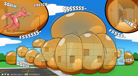 balloon cleaning_tool close_to_bursting clothing creaking dialogue implied_popping inflatable inflating_balloon latex latex_clothing latex_skinsuit mop onomatopoeia pink_clothing pink_suit profanity red_button skinsuit sound_effects suit text tight_clothing kittyheart jennifer_(torquejx) 2025 comic hi_res