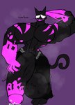 anthro barazoku big_penis black_body black_fur blush bodily_fluids evilsnak3 flexing fur genital_fluids genitals huge_penis hyper hyper_genitalia hyper_penis male muscular penis precum purple_body simple_background solo speech_bubble throbbing cu3rvo epic_games fortnite meowscles phantom_meowscles felid feline mammal hi_res