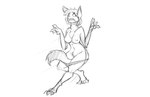 2018 absurd_res anthro big_breasts breasts chest_tuft digital_drawing_(artwork) digital_media_(artwork) female genitals hair hi_res mammal monochrome navel nipples nude open_mouth out-of-placers pussy short_hair simple_background solo surprise tail tail_between_legs transformation tuft watsup white_background yinglet