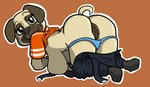 anthro big_breasts bottomwear bottomwear_down breasts clothed clothing female looking_at_viewer looking_back looking_back_at_viewer panties panties_down partially_clothed solo underwear underwear_down anonymous_artist bojack_horseman netflix pickles_aplenty canid canine canis domestic_dog mammal molosser pug small_molosser toy_dog hi_res