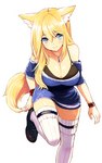 absolute_territory big_breasts blonde_hair blue_eyes breasts cleavage clothed clothing female footwear hair inner_ear_fluff jewelry legwear long_hair looking_at_viewer necklace shoes simple_background smile solo stockings tuft white_background naomi_(sekai_no_hate_no_kissaten) aoi_futaba animal_humanoid canid canid_humanoid canine canine_humanoid fox_humanoid humanoid mammal mammal_humanoid 2018 5:8