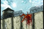 4_toes anthro barbed_wire blood blood_on_wall blood_splatter bodily_fluids death death_focus entangled escape failed_attempt feet gore grotesque_death injuries male prison prisoner solo toes wall_(structure) ivan jeffusherb lizard reptile scalie hi_res