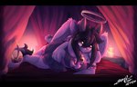 anthro bed big_breasts breasts candle feathered_wings feathers female fur furniture gem gown hair halo long_hair looking_at_viewer tail wings gingy_k_fox mythology aria_(fluffeve) dragon furred_dragon furred_scalie mythological_creature mythological_scalie scalie