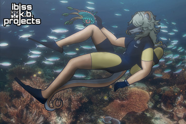 air_tank anthro arecibo_message artist_watermark black_bodysuit black_clothing black_skinsuit blonde_hair bodysuit clock clothed clothing diving_fins diving_mask feral footwear gloves hair hair_over_eyes handwear harness headpat long_hair male mask neoprene photo_background regulator school_of_fish scuba scuba_diver scuba_gear scuba_tank shark_tail short_sleeves skinsuit solo tail teeth tight_clothing underwater watch water wearing_mask yellow_bodysuit yellow_clothing yellow_skinsuit ibisskb yura_(ibisskb) alien anthozoan aquatic cnidarian coral felid fish hybrid mammal pantherine shark tiger hi_res mixed_media photography_(artwork)