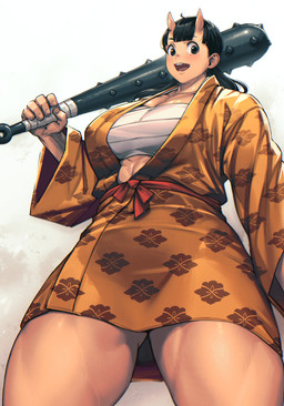 bangs big_breasts black_hair breasts chest_wraps clothing club_(weapon) female hair horn kanabō melee_weapon muscular muscular_female not_furry quads robe solo weapon wraps mikel_(4hands) asian_mythology delicious_in_dungeon east_asian_mythology japanese_mythology mythology inutade_(delicious_in_dungeon) demon horned_humanoid humanoid oni yokai 2024 hi_res