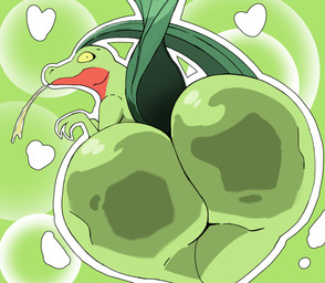 ambiguous_gender anthro big_butt bubble_butt butt butt_focus green_body huge_butt leaf leaf_hair leaf_tail looking_at_viewer looking_back looking_back_at_viewer multicolored_body plant plant_hair pseudo_hair red_body solo tail two_tone_body yellow_sclera crimenes nintendo pokemon generation_3_pokemon grovyle pokemon_(species)