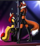 2022 anthro black_hair black_nose breasts canid canine clothed clothing digital_media_(artwork) duo eyebrows eyelashes female fox hair hi_res mammal red_hair rubber_pony_tanja smile tales_foxdale victoria_fox