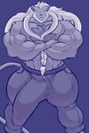 angry anthro beard big_bulge big_muscles big_pecs big_penis bottomwear bulge clothing facial_hair genitals grey_sweatpants hair huge_bulge huge_muscles huge_pecs huge_penis hyper hyper_bulge hyper_genitalia hyper_muscles hyper_pecs hyper_penis hypnosis hypnotic_eyes long_hair male mature_male mind_control muscular muscular_anthro muscular_male pants pecs penis serious solo sweatpants a0nmaster iggy_(a0nmaster) felid feline lion mammal pantherine 2:3 absurd_res hi_res