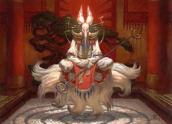 anthro asian_clothing biped cleric clothed clothed_anthro clothing column crossed_legs detailed_background east_asian_clothing floating holding_object holding_staff humanoid_hands inside japanese_clothing magic_user male meditation multi_tail pillar plant robe rock solo staff tail tapestry tassels temple tree weapon daren_bader asian_mythology east_asian_mythology hasbro japanese_mythology magic:_the_gathering mythology wizards_of_the_coast eight-and-a-half-tails canid canine fox fox_spirit mammal 2004 dated official_art
