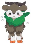 2017 ambiguous_gender blush bovid caprine chi3 feral generation_6_pokemon goat grey_eyes heart_symbol hooves horn looking_at_viewer low_res mammal nintendo open_mouth orange_hooves pokemon pokemon_(species) quadruped simple_background skiddo solo standing white_background