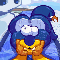 anthro anus balls beak blue_body blue_penis blush blush_lines bodily_fluids breasts breath breathing bridge butt cloud colored_outline detailed_background duo eye_roll feet floor genital_fluids genitals glistening glistening_anus glistening_arms glistening_body glistening_butt glistening_eyes glistening_feet glistening_genitalia glistening_penis glistening_thighs gradient_background gradient_sky half-closed_eyes ice icicle irrumatio looking_pleasured male male/male moobs musk musk_clouds musky_butt narrowed_eyes open_mouth open_smile oral overweight overweight_male penile penis penis_in_mouth perineum sex simple_background sky smile snow sweat sweaty_balls sweaty_breasts sweaty_butt sweaty_ears sweaty_feet sweaty_genitalia sweaty_head sweaty_legs sweaty_thighs throat_swabbing vein veiny_balls white_body yellow_body gammackkk mario_bros nintendo super_mario_64 mips lagomorph leporid mammal penguin_(mario) rabbit 1:1 2025 aliasing digital_media_(artwork) shaded
