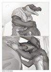 4_fingers 5_fingers animal_genitalia animal_penis anthro aroused bed big_dom_small_sub bodily_fluids border breath buckteeth bunk_bed canine_genitalia canine_penis ceiling ceiling_lamp claws clothed clothed/nude clothed_sex clothing cornered countershading dominant duo erection fingers forced forced_oral furniture genital_focus genitals hand_on_leg head_grab imprisoned imprisonment inside interspecies intimidation jumpsuit kneeling knot lamp light low-angle_view male male/male muscular muscular_male narrowed_eyes nipples nude open_mouth oral paws penis penis_in_mouth penis_poking_out penis_through_fly prison prison_bars prison_cell prison_rape prison_uniform prisoner public public_nudity rape sex sharp_teeth side_view size_difference slim_male smaller_male snot standing sweat sweatdrop tail teeth text tongue uniform whiskers white_border pngx patreon crocodile crocodilian mammal murid murine rat reptile rodent scalie absurd_res comic hi_res monochrome url