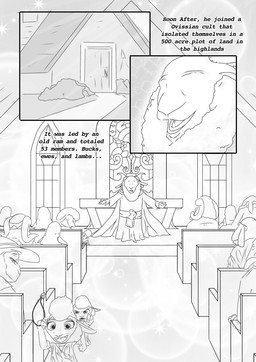 ambiguous_gender anthro church clothed clothing cult group robe text ittybittykittytittys disney zootopia bovid caprine domestic_sheep mammal sheep 2016 black_and_white comic english_text hi_res monochrome