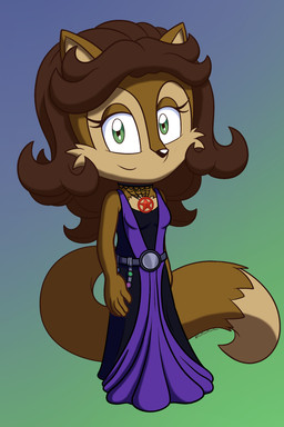 anthro biped black_nose breasts brown_body brown_fur brown_hair cheek_tuft closed_smile clothed clothing countershade_face countershade_fur countershade_torso countershading dipstick_tail dress facial_tuft female front_view fur hair jewelry looking_at_viewer markings mouth_closed multicolored_body necklace simple_background small_breasts smile solo tail tail_markings tan_body tan_countershading tan_fur tan_markings tuft two_tone_body shadowwalk sega sonic_the_hedgehog_(series) megan_acorn mammal rodent sciurid tree_squirrel 2026 2:3 hi_res