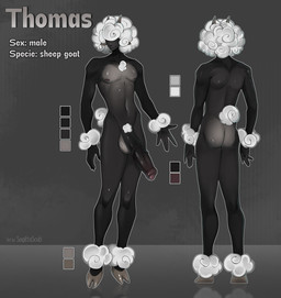 anthro big_penis butt femboy foreskin fur genitals hidden_eyes hooves male medial_ring nude penis solo wool_(fur) sagittascuti thomas_(psychoh13) bovid caprine goat hybrid mammal sheep absurd_res hi_res model_sheet