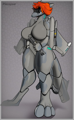 aircraft anthro big_breasts breasts camo eyewear f15 female glasses grey_body hair machine missiles non-mammal_breasts red_hair simple_background solo standing thick_thighs vehicle wide_hips plecopsar aeromorph living_aircraft living_machine living_vehicle absurd_res hi_res shaded