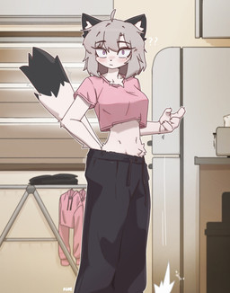 anthro blush breasts clothed clothed_anthro clothed_female clothing crop_top female female_anthro fur grey_hair hair kemono looking_at_viewer midriff purple_eyes shirt solo tail topwear white_body white_fur kloe_mone kloe_(kloe_mone) mammal mustelid musteline stoat true_musteline weasel 2024 absurd_res digital_media_(artwork) hi_res