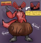 anthro balls big_balls cock_vore genitals huge_balls hyper hyper_balls hyper_genitalia inside_balls male penile penis sloshing_balls solo text vore kanida five_nights_at_freddy's scottgames foxy_(fnaf) canid canine fox mammal english_text hi_res