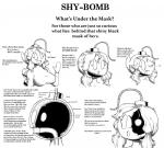 anatomy breasts cutaway eyelashes female fuse hair not_furry one_eye_closed solo text tongue tongue_out wind-up_key wink mataknight outta_sync mario_bros nintendo shy-bomb bob-omb bomb_humanoid living_bomb shyguy broken black_and_white english_text hi_res monochrome