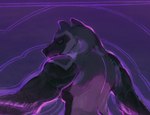 abstract_background anthro glowing looking_aside male muscular rear_view shirtless solo kni mammal unknown_species hi_res